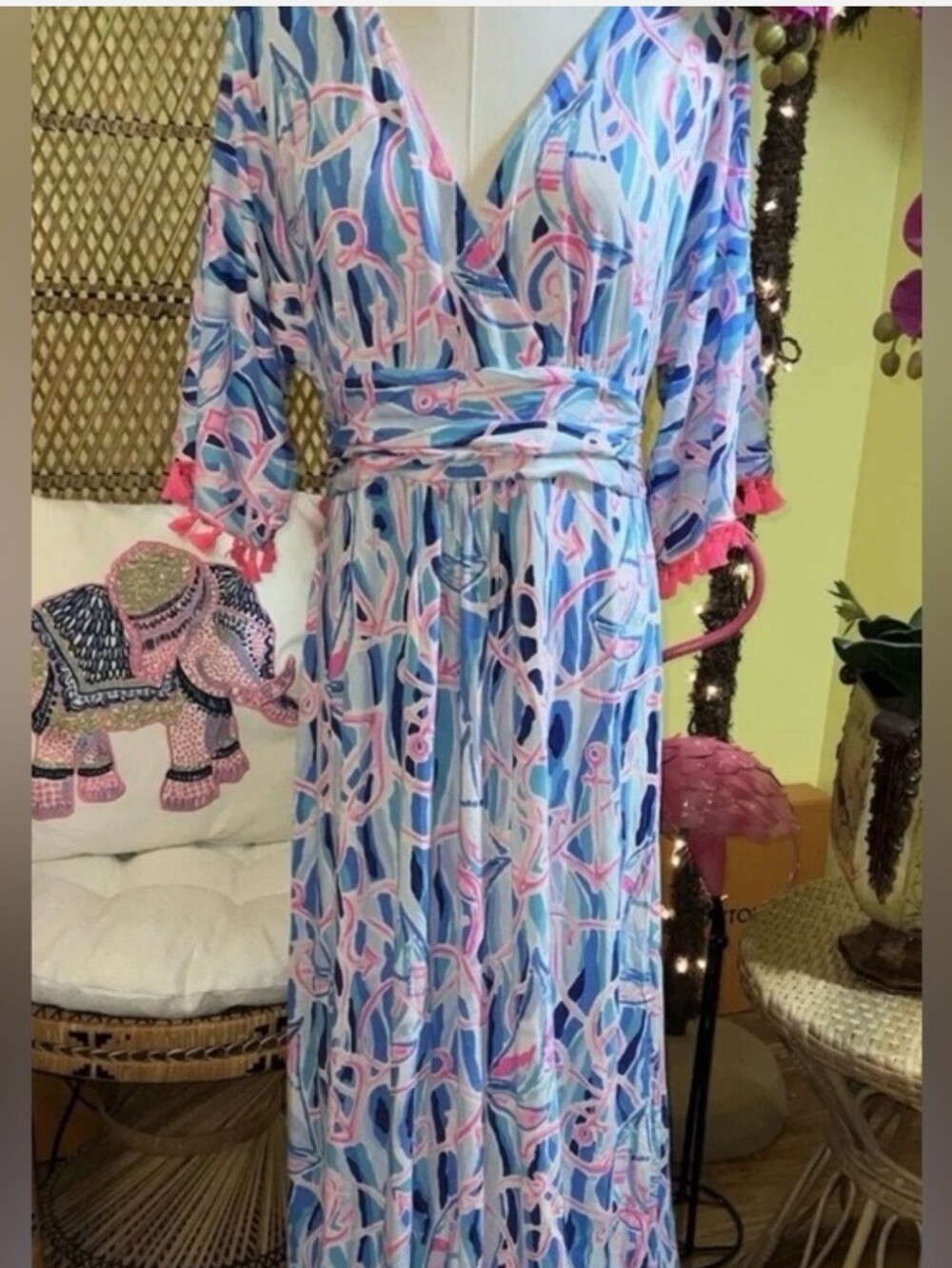 Lily Pulitzer Blue & Pink Printed Maxi Skirt - Picture 4 of 5
